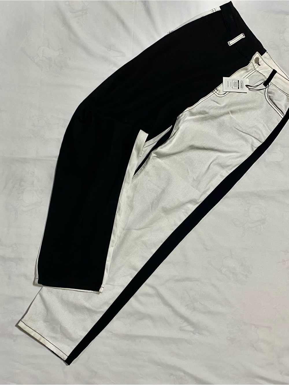 Cider Black and White Two-Tone Straight Leg Pants